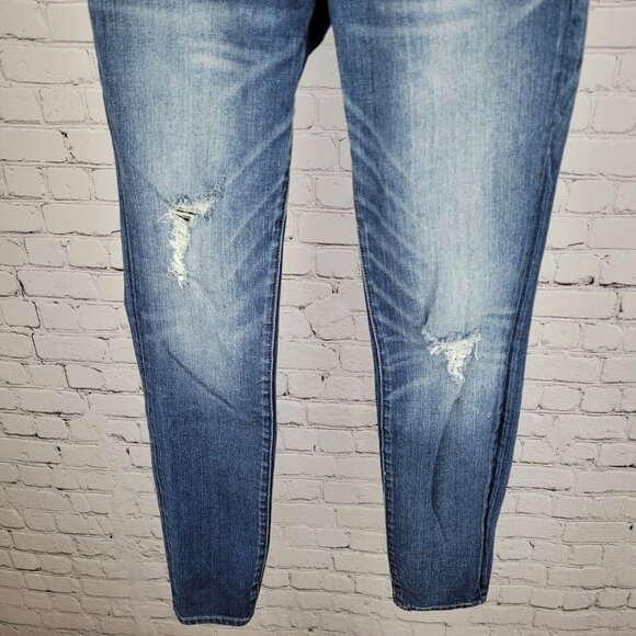 Madewell Blue Skinny Skinny Distressed Low Rise Stretch Jeans Size 26 (26x28) - Picture 6 of 13